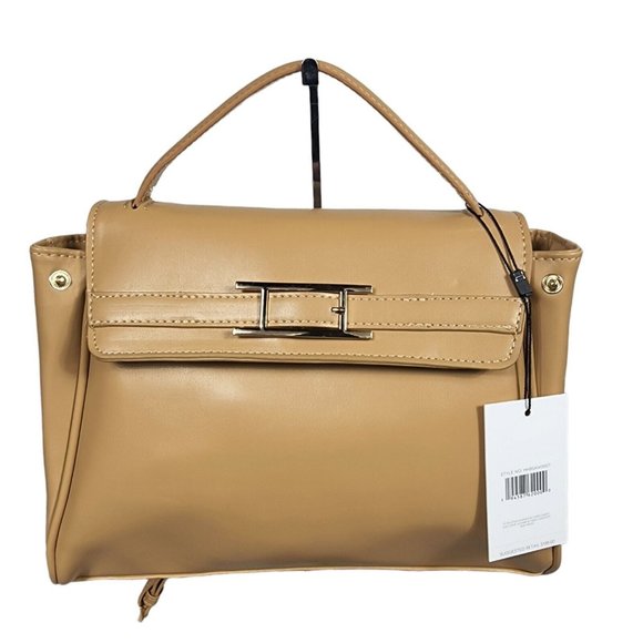 H Halston Women's Tan Crossbody Adjustable Strap Handbag - Picture 1 of 12